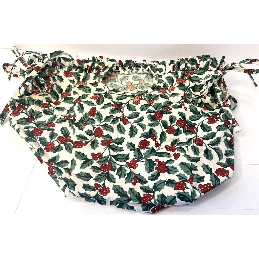 Longaberger Holly Berry Christmas Basket Liner 10x12 Tie On Vintage USA